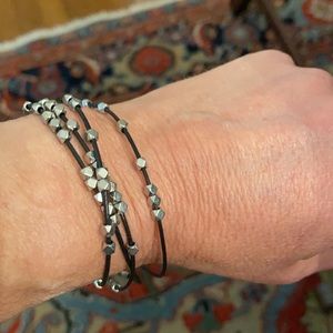 Silver and Black Vintage Western Multi Strand Beaded Bracelet